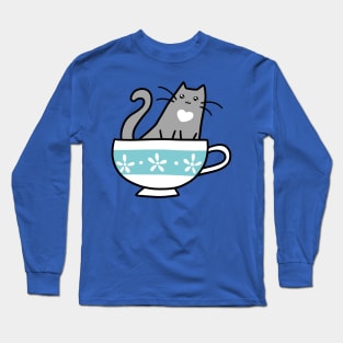 Teacup Blue Cat Long Sleeve T-Shirt